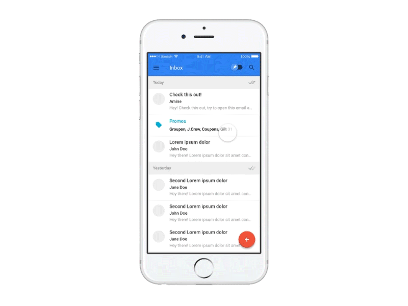 Framer Google Inbox animation framer google inbox prototype