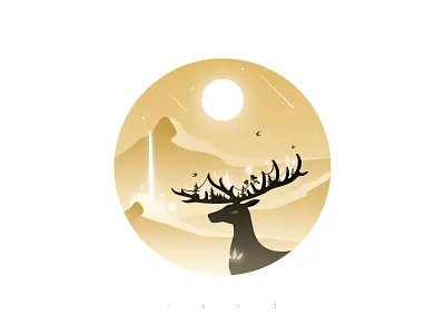 Land deer desert forest mountain sun waterfull