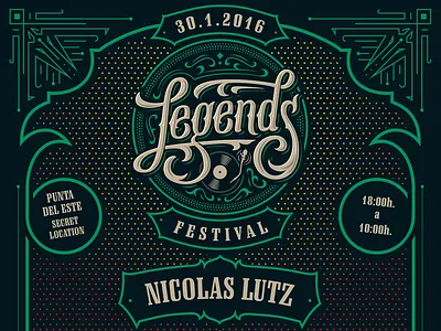 Legends festival Poster top festival frame illustration legends lettering logo music poster techno vector