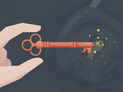 Key & Lock flat illustration key lock magic