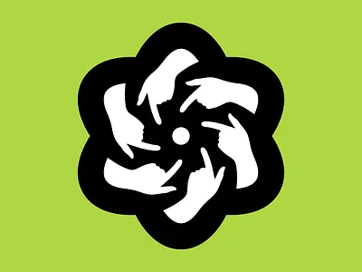 BLAME INDUSTRIES green hand identity knot logo orb sphere spin