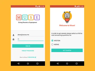Login to Muse android concept login muse
