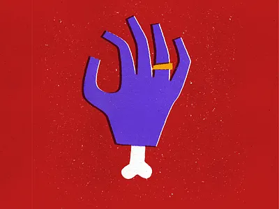 Commitment bone cheese hand illustration ring