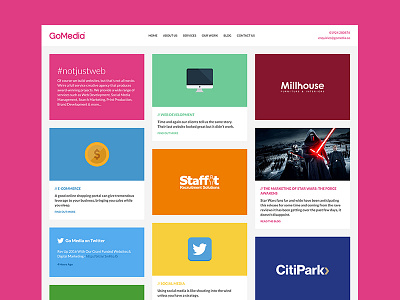 Go Media Homepage agency concept homepage pink web website