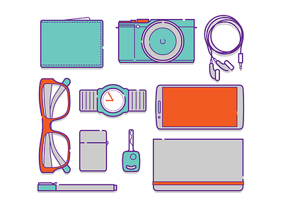 belongings icon line outline simple vector