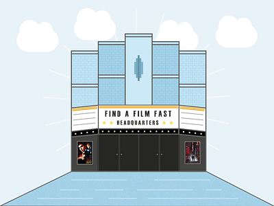 HQ Illustration building cinema flat hq illustration line movie vector