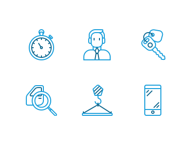 Icons for car trading site buy car documents icons line