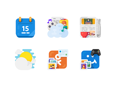 Product Icons calendar chat community. cloud games icon icons illustrations messengers news social weather