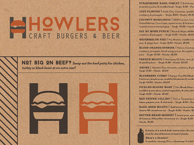 Howlers Branding brand cocktails craft howler icon identity logo paper restaurant