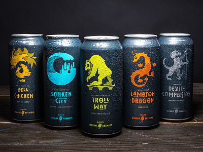 Insight Family beer black branding cans chicken dog dragon illustration micro brew packaging troll wave