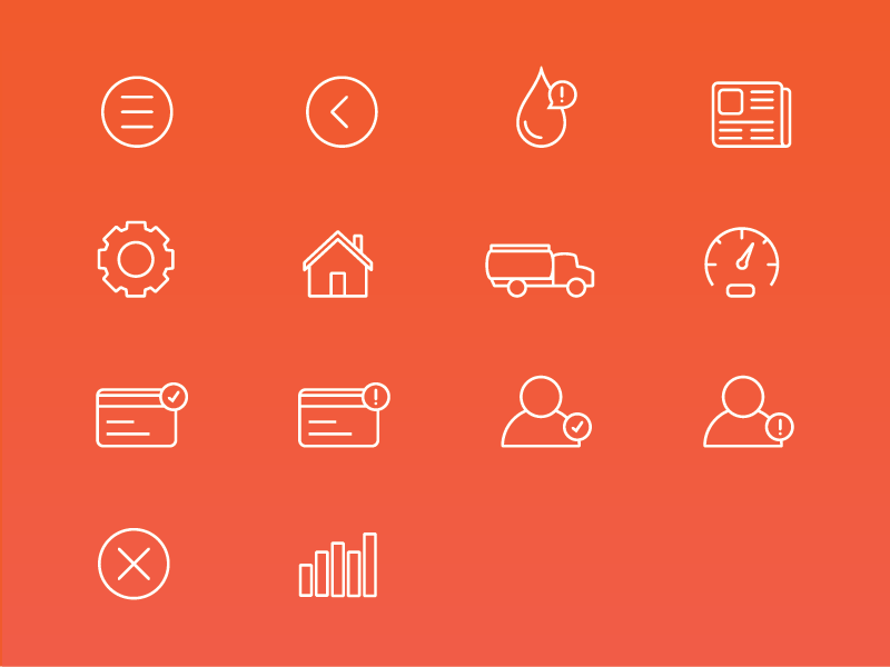 Oil2Me Icon Set dock gradient icons meter news oil set simple truck vector