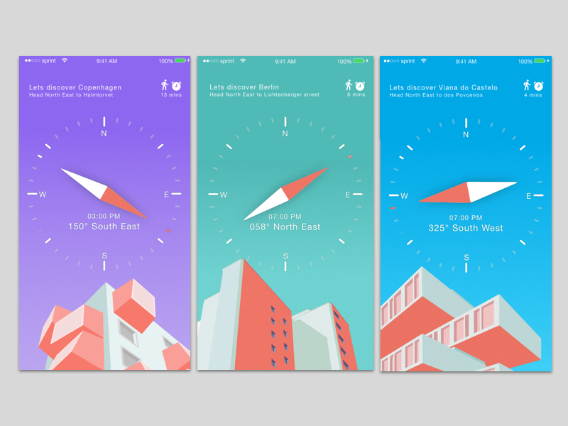 Example of City walking tour compass