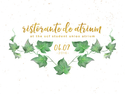 Ristorante gold leaf italian ivy leaves metallic script texture ucf vines watercolor