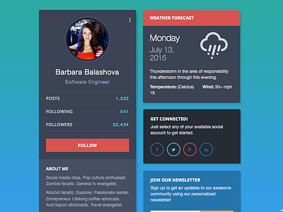Profile Card card navigation profile sidebar nav widget