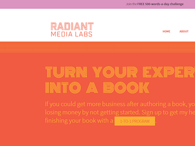 Radiant Media Labs Website homepage marketing monoton orange purple raleway site web wordpress