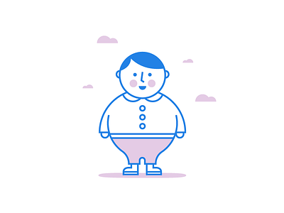 Rotund boy character circle flat geometric illustration man rotund round vector