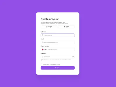 Smooth & Minimal Create Account app branding design graphic design ui ux