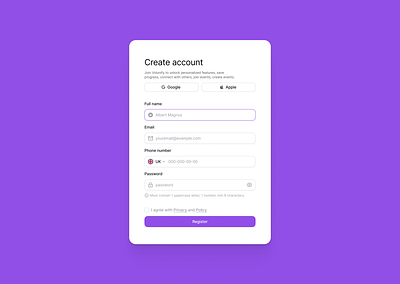 Smooth & Minimal Create Account app branding design graphic design ui ux