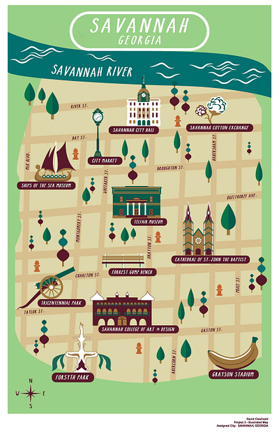 Savannah, GA City Map Infographic design graphic design illustration vector