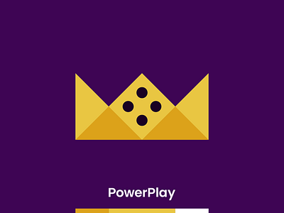 PowerPlay crypto casino logo design: crown, dice, play icons bets betting blockchain casino crown crypto dice digital exchange games gaming igames igaming isports logo logo design online platform play icon web3