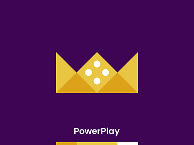 PowerPlay crypto casino logo design: crown, dice, play icons bets betting blockchain casino crown crypto dice digital exchange games gaming igames igaming isports logo logo design online platform play icon web3