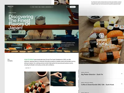 Redesign Sushi Restaurant Website Design booking company profile cuisine food foodie japan landing page market minimal modern onigiri order promo restaurant sell services shop sushi ui design web design