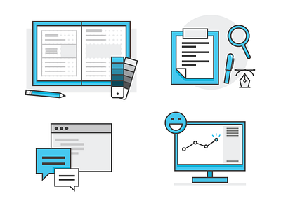 Process Illustrations book design icon icons illustration process prototyping swatches