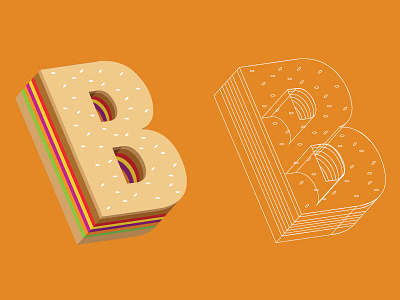 B is for Burger b burger organe type vector