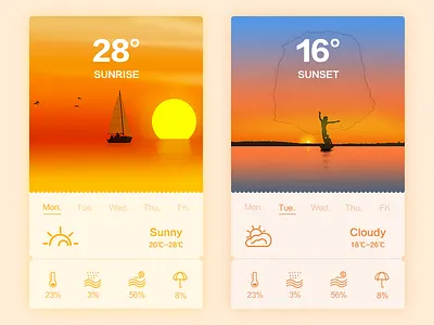 Weather Sea Sunrise Sunset interface app interface sea sunrise sunset ui weather