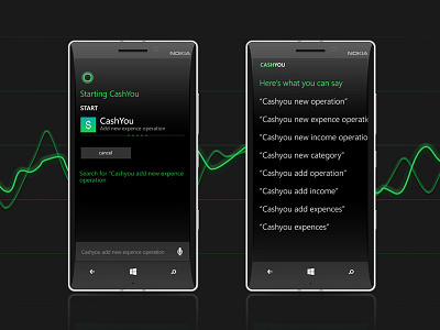 Cortana interface cash cortana darkui green windowsphone wp