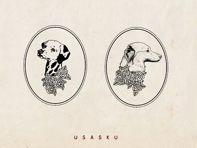 Dogs animals branding dalmatian dog dogs handdrawn illustration paper pastor vasco vintage