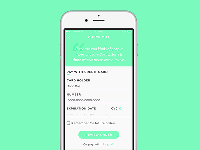 Daily UI #002 - Credit Card Check Out check out code credit card daily ui event music order paypall quote ticket