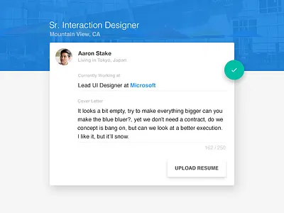 Forms: Applying for Job card form google material ui ux