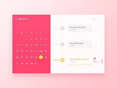 Calendar app calendar daily ui orange pink red to do ui ux