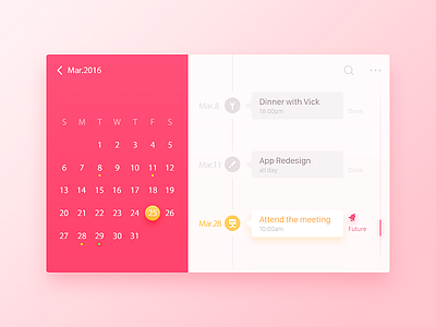 Calendar app calendar daily ui orange pink red to do ui ux