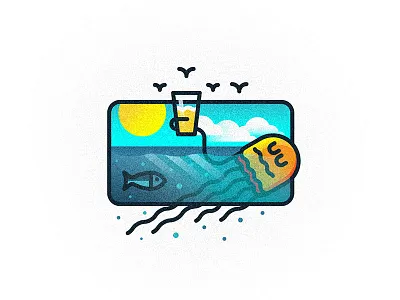 Jellybones beer fish illustration jellyfish ocean summer sun vector
