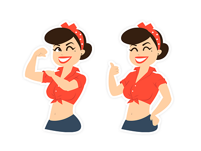 Pin-up Girl - stickers for telegram flat girl illustration pin up red retro sticker telegram vinage