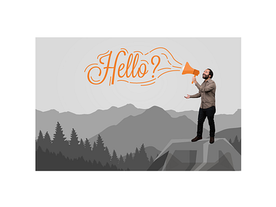 Hello? camping illustration lettering mountain photography