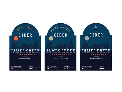 James Creek Labels alcohol apples beverage brand cider creek illustrator label moon packaging