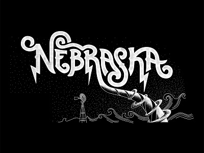 Nebraska Shirt Design hand lettered illustration nebraska shirt storm tornado