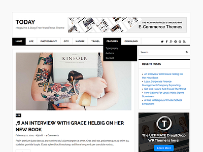 Today - Free Magazine & Blog WordPress Theme blog blogging free freebie magazine photography templates theme themes travel website wordpress
