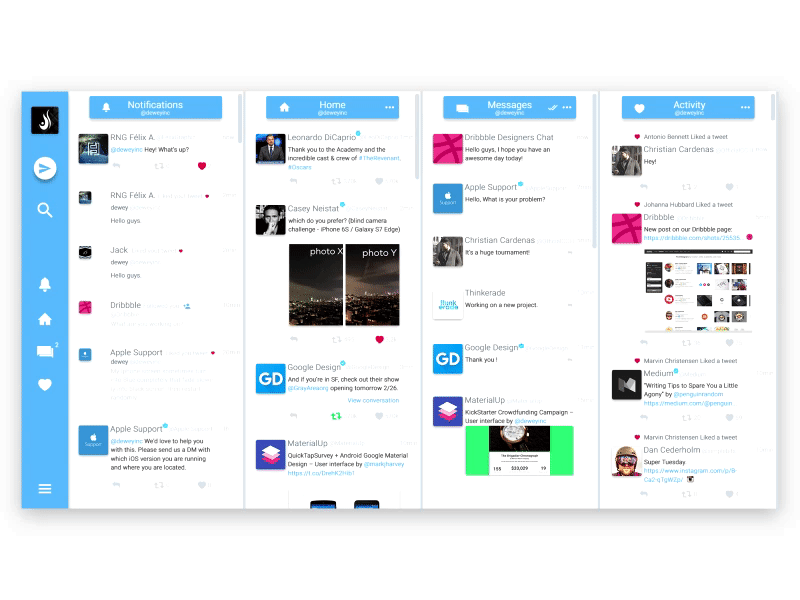 Tweetdeck Re-Design 2d animation design material re design tweetdeck ui visual