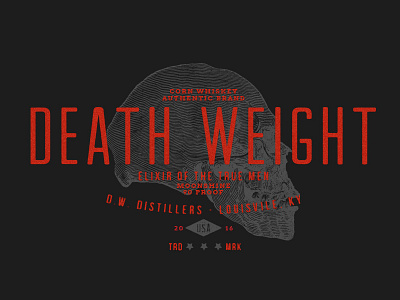 Death Weight - Corn Whiskey Moonshine brand label logo logo design moonshine retro vintage whiskey