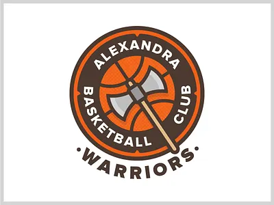 Alexandra Warriors Logo axe basketball brown design lines logo orange proxima nova shield