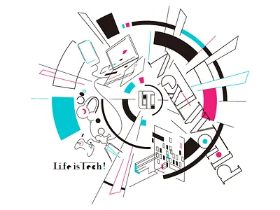 Life is Tech ! Next World (white) camp lifeistech logo