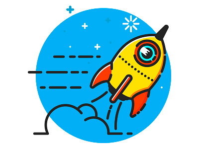 rocket icon illustration line line art vector