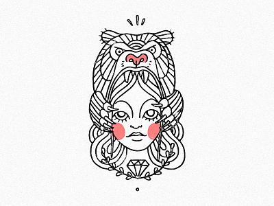 Beargirl bear girl illustration old style tattoo