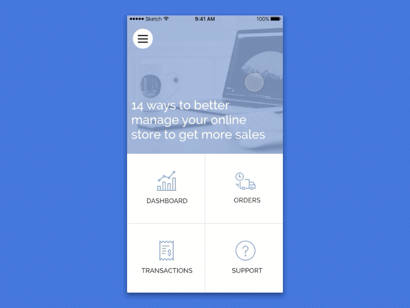 Dashboard Menu Animation animation app design ios load load in menu mobile navigation order princple