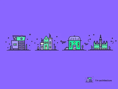 Hi~I'm Architecture II architecture building hall house icon light moon museum star tower wind