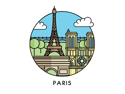 Time for Paris! city eifel tower france illustration line notre dame paris